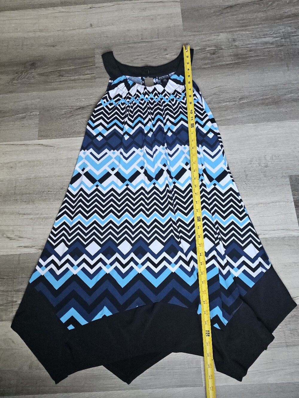 Enfocus Woman Chevron Halter Dress Sharkbite Hem Blue Black 16W - Picture 13 of 15
